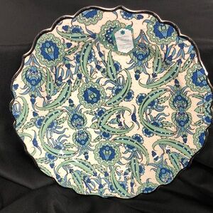 Turkish Iznik Raised Floral Ceramic Wall Plate Special Nakkas 12” Paisley